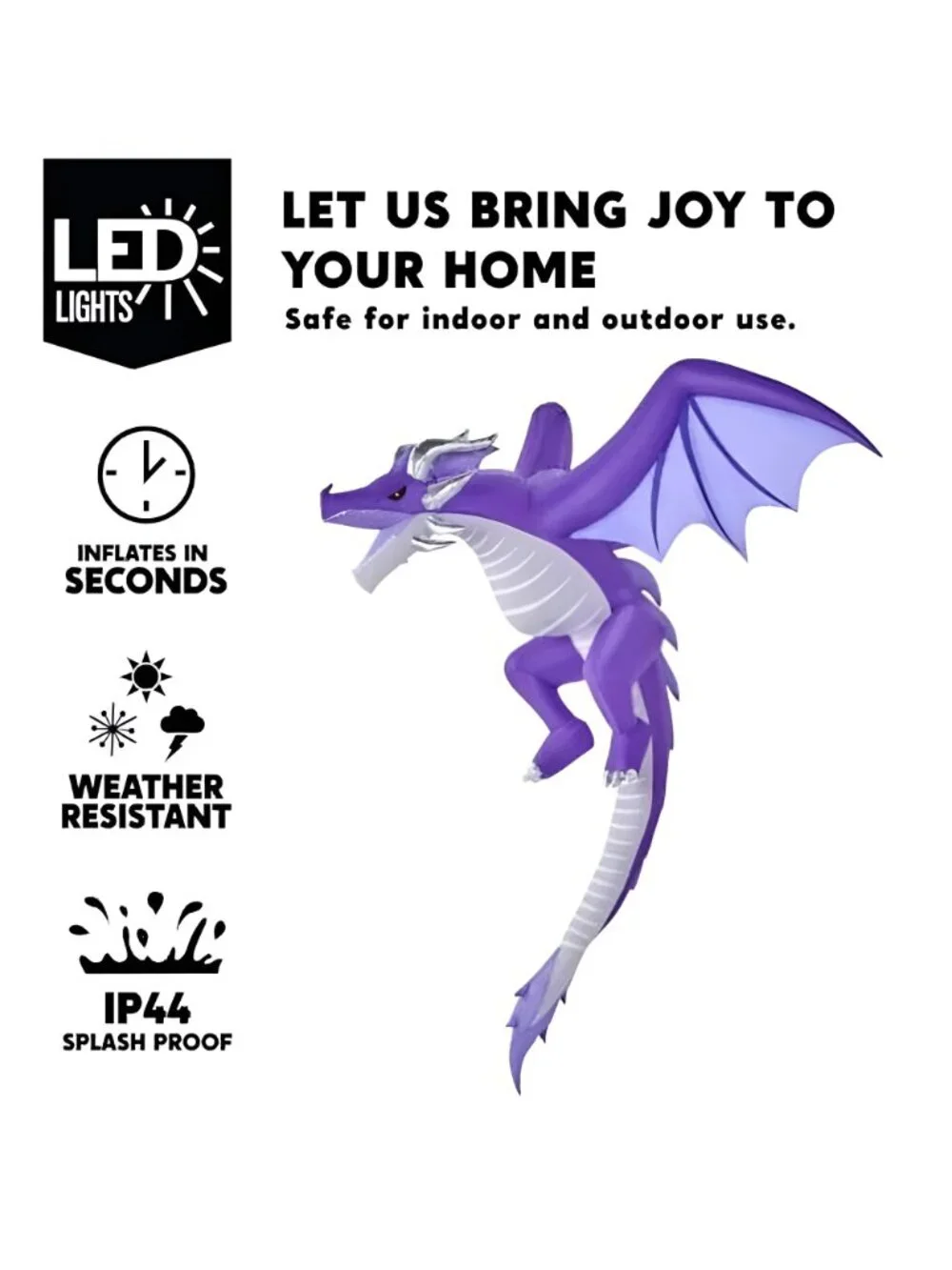 5FT Tall Halloween Inflatable Flying Purple Dragon Decoration with